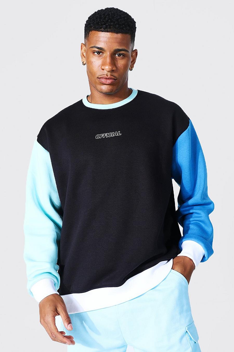 Black Oversized Official Colour Block Sweatshirt image number 1