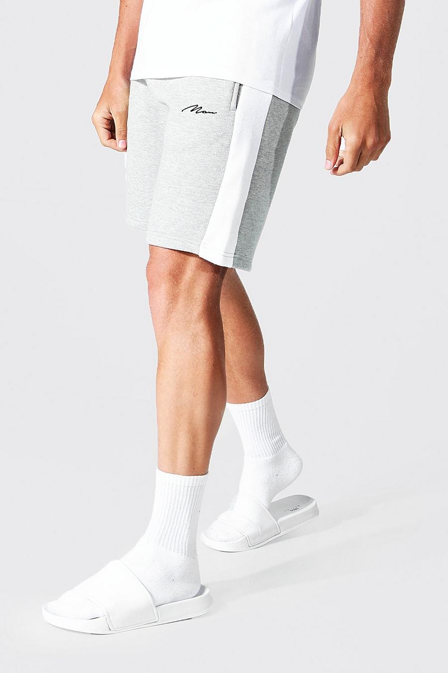 Grey marl Man Signature Jersey Shorts Met Zijpaneel image number 1