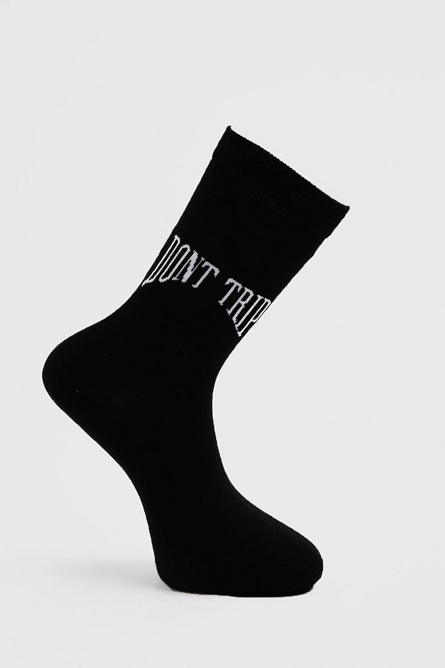 שחור גרביים עם כיתוב Don't Trip image number 1