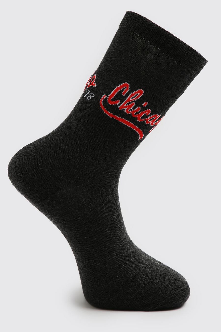 Grey Chicago Slogan Socks image number 1