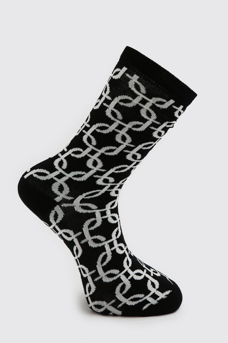 Black 2 Pack Geometric Print Sock image number 1