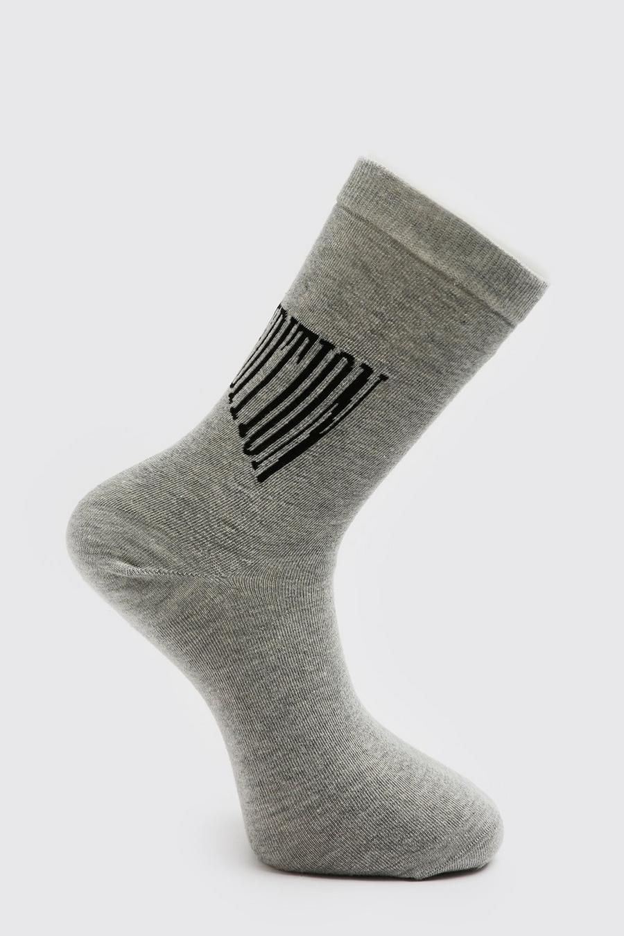 Socken mit Limited Edition Slogan, Grey image number 1