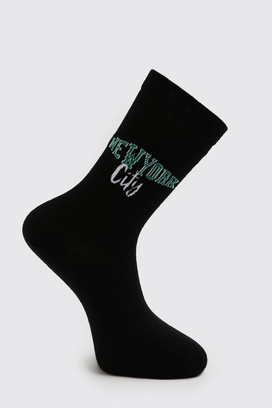Socken mit New York City Slogan, Black image number 1