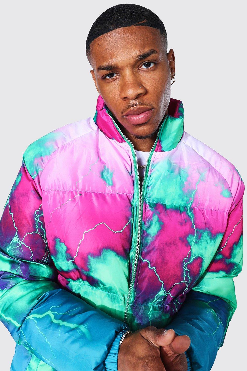 Colorful puffer store jacket mens