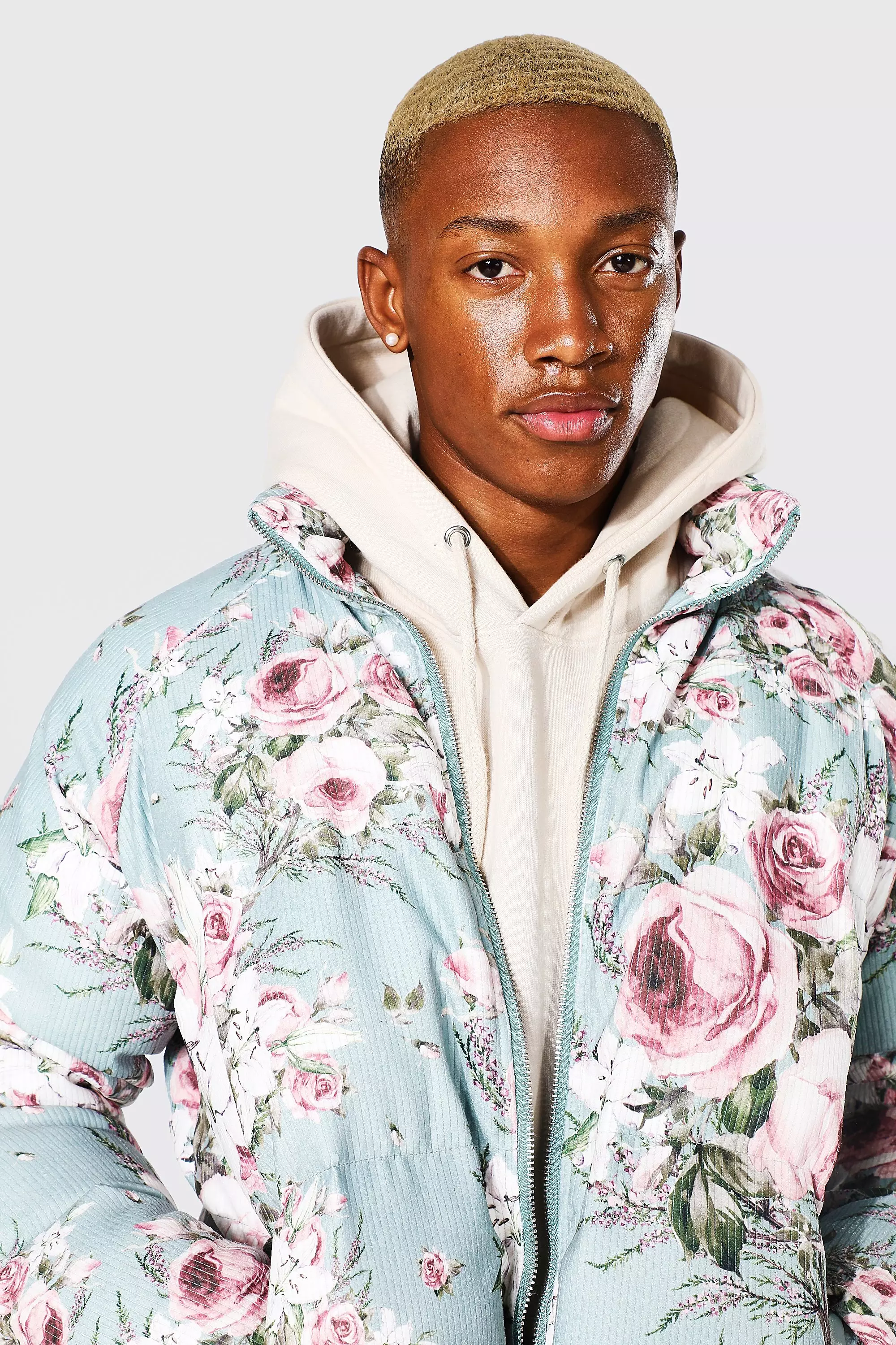 Floral puffer shop jacket mens