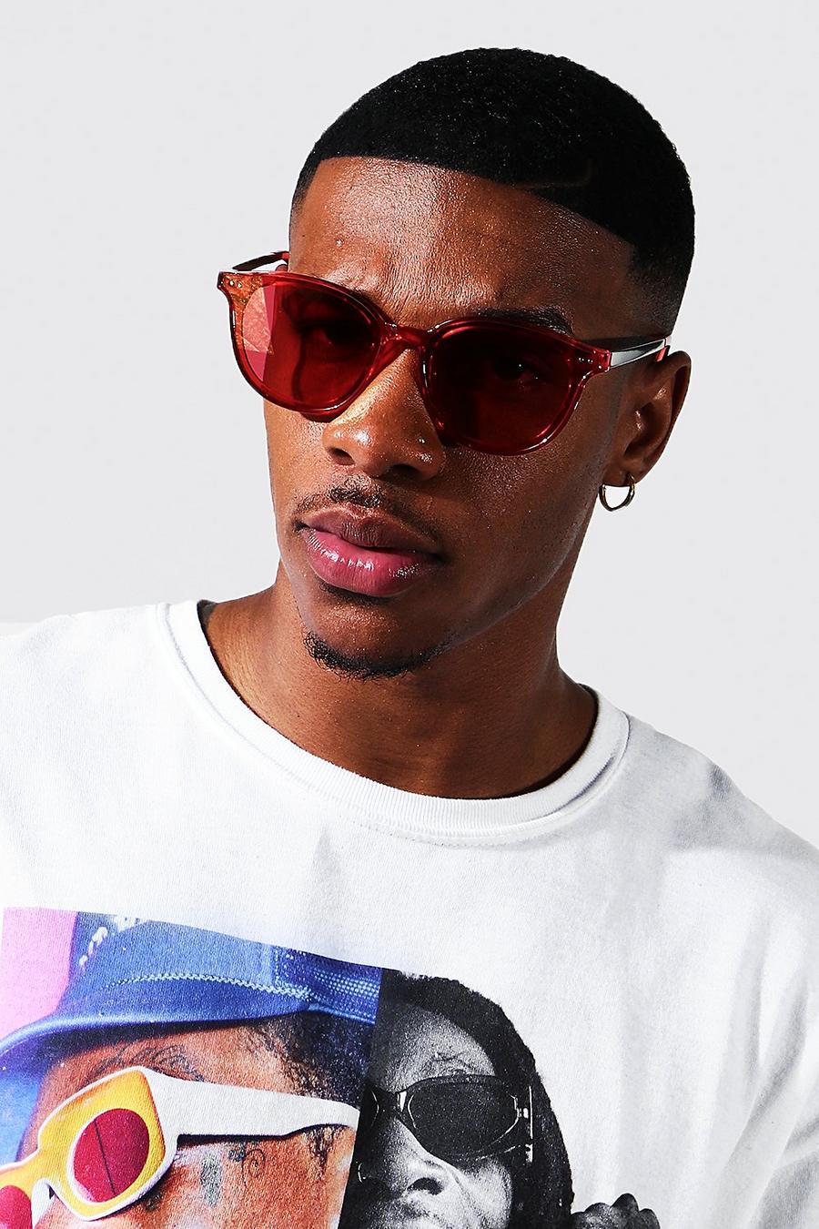 Red Round Overlay Lense Sunglasses image number 1