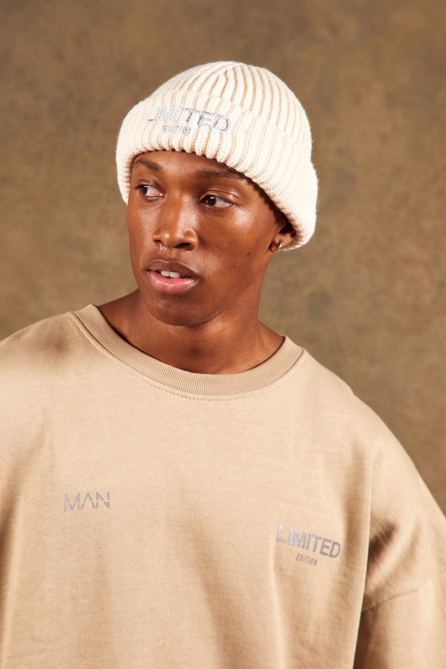 Ecru blanc Embroidered Limited Micro Beanie image number 1