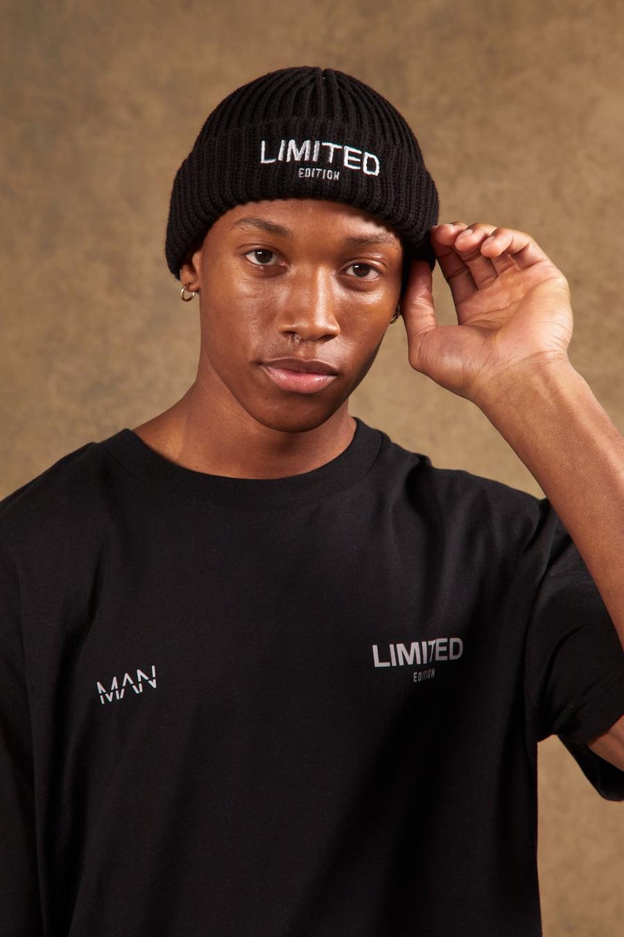 Black Embroidered Limited Micro Beanie image number 1