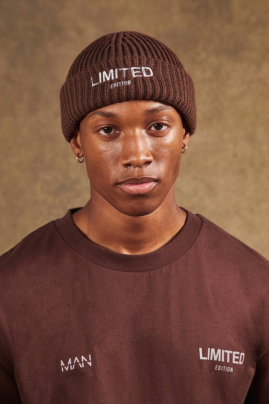 Chocolate Embroidered Limited Micro Beanie image number 1