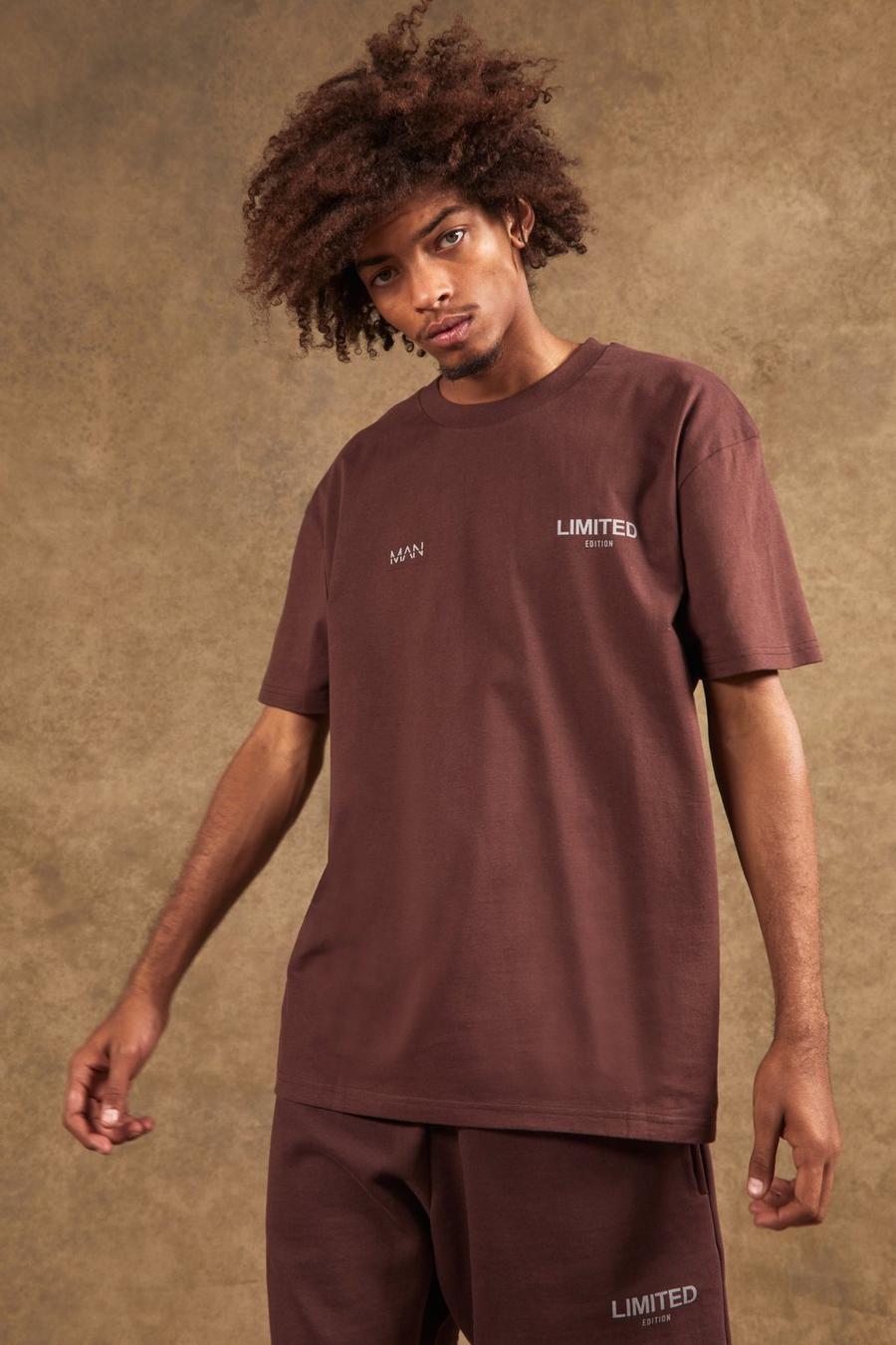Brown Limited Oversize t-shirt i tjockt tyg image number 1
