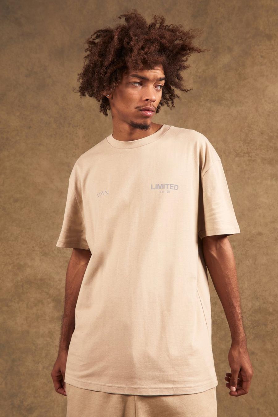 Taupe beige Limited Oversize t-shirt i tjockt tyg image number 1