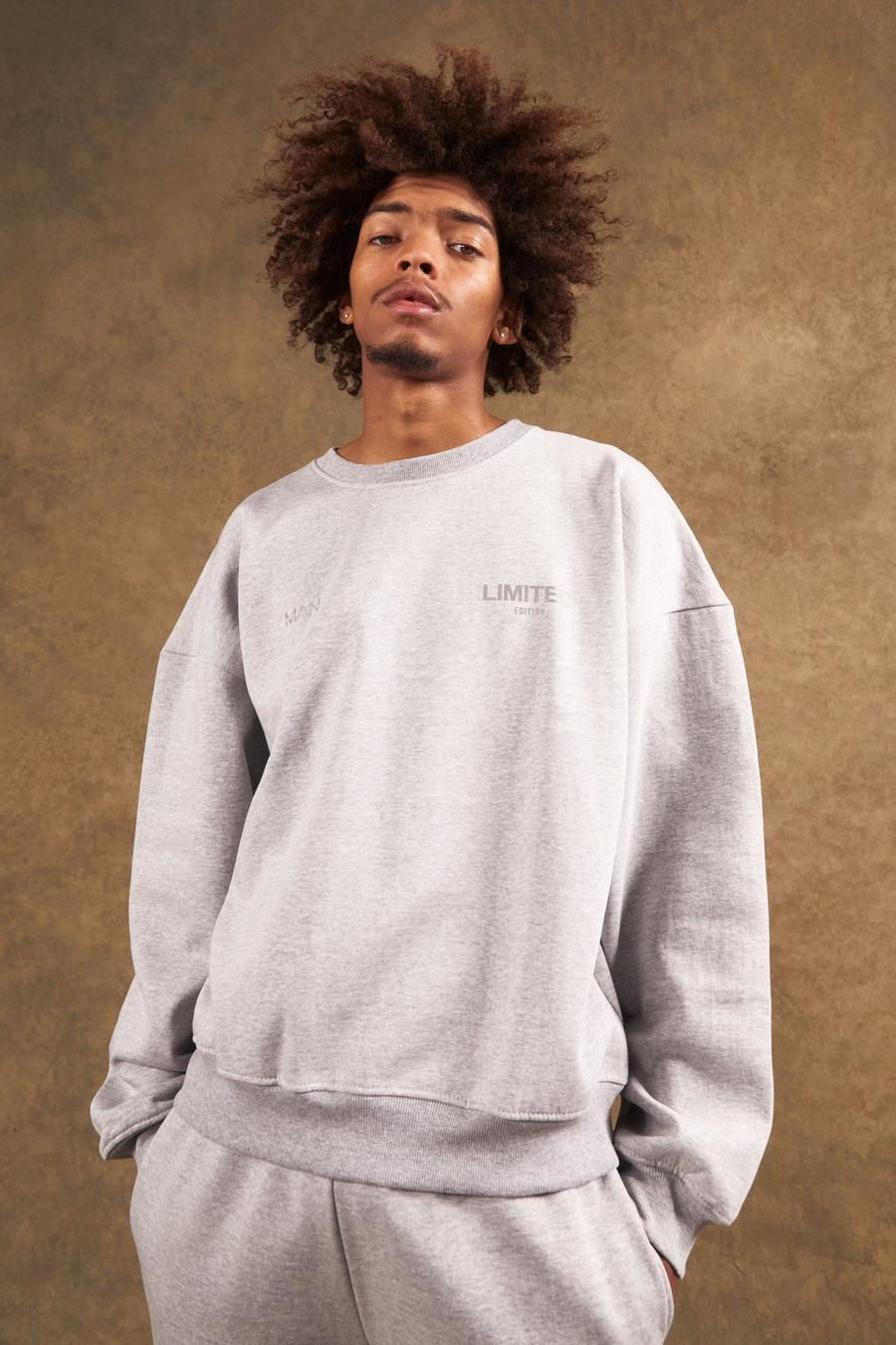 Grey marl grå Limited Oversize tjock sweatshirt image number 1