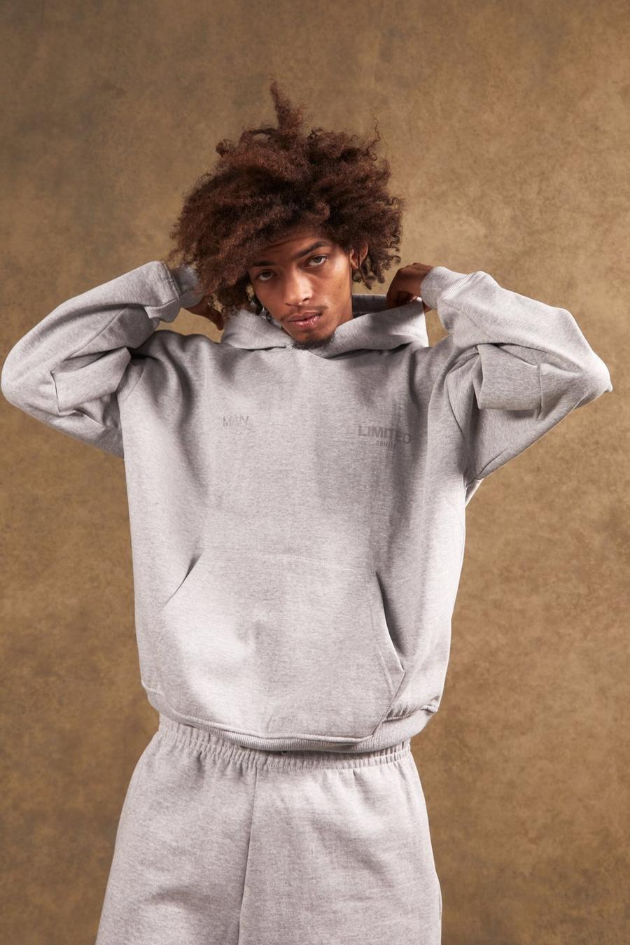 Grey marl grå Limited Oversize tjock hoodie image number 1