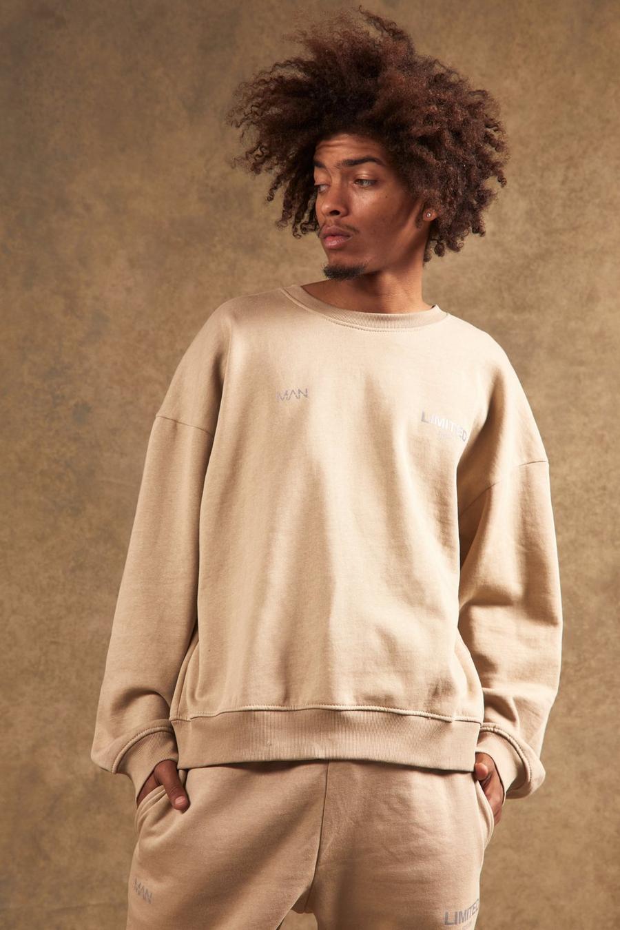 Taupe beige Limited Oversize tjock sweatshirt image number 1