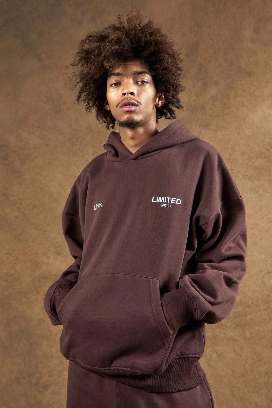 Brown brun Limited Oversize tjock hoodie image number 1