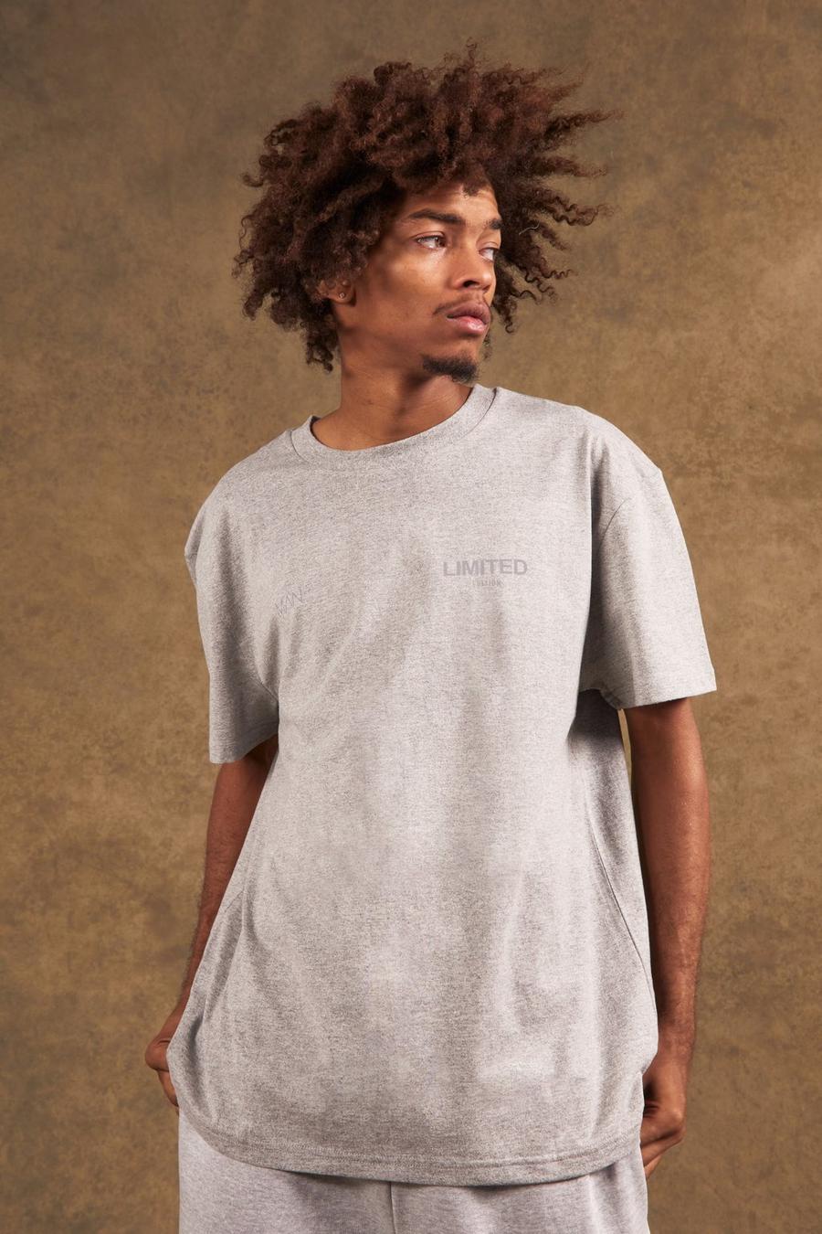 Grey marl grå Limited Oversize t-shirt i tjockt tyg image number 1
