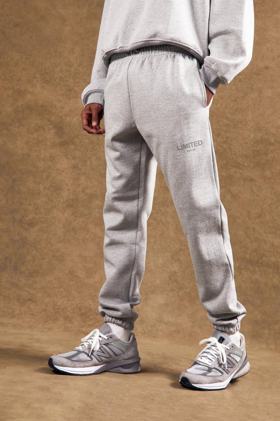 סלע אפור grigio מכנסי טרנינג עבים בגזרה רגילה עם כיתוב Limited