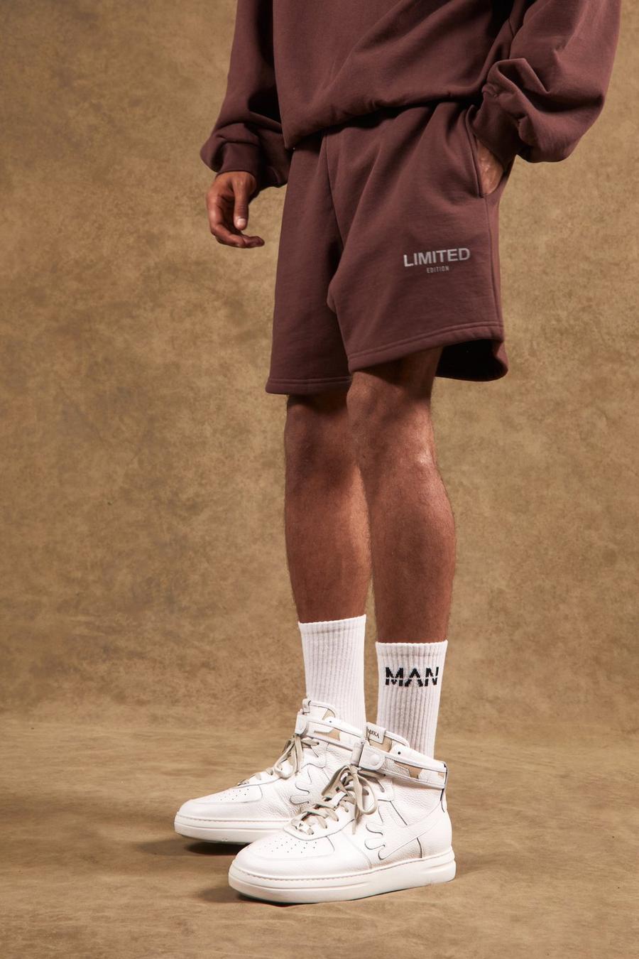 Mittellange Limited Jersey-Shorts, Brown marron