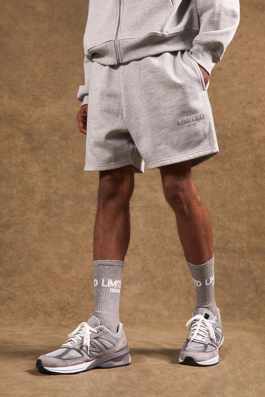 Grey marl gris Regular Length Mid Limited Jersey Shorts image number 1