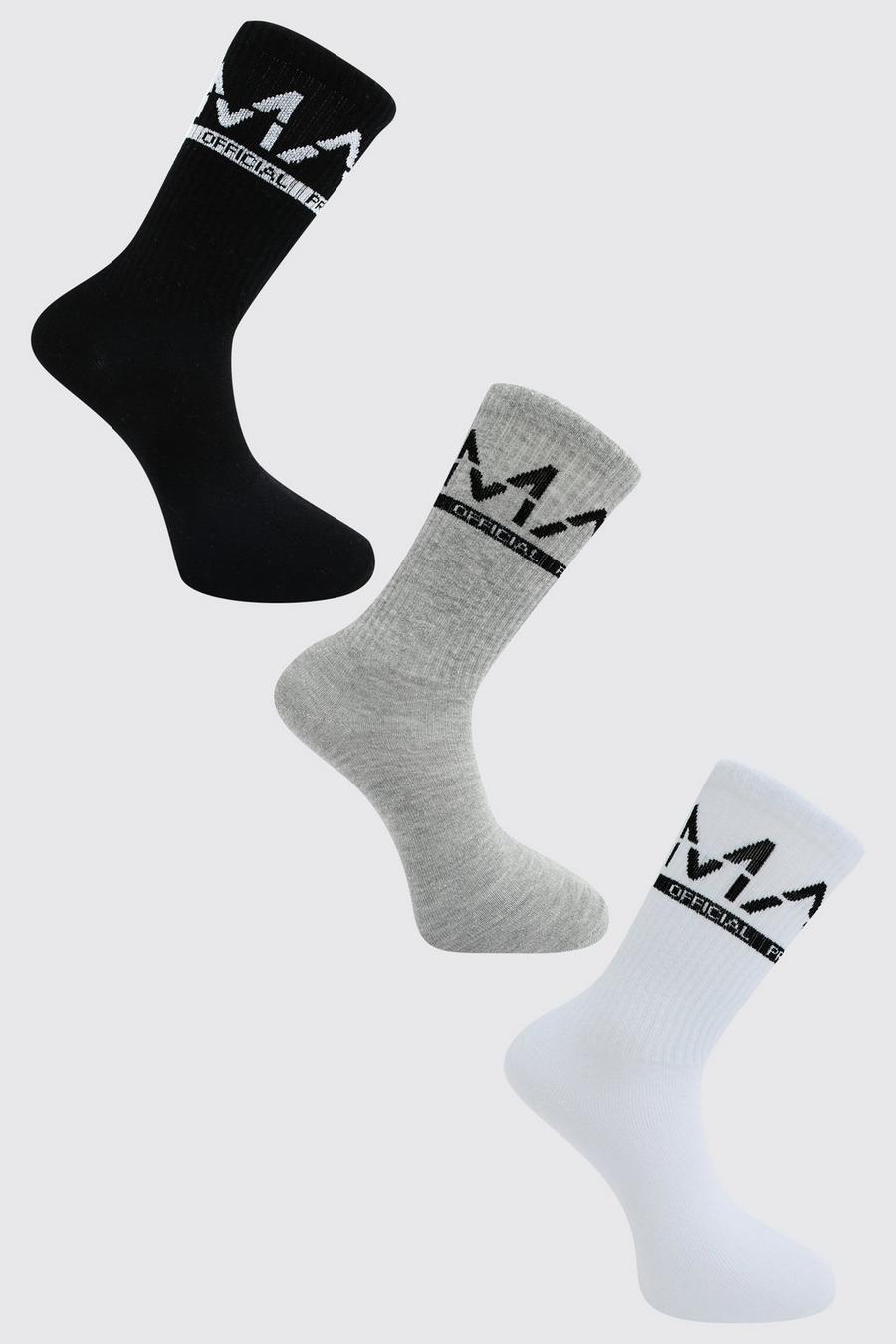 מולטי מארז 3 זוגות גרביים עם כיתוב חצוי ממותגים Large לגברים image number 1
