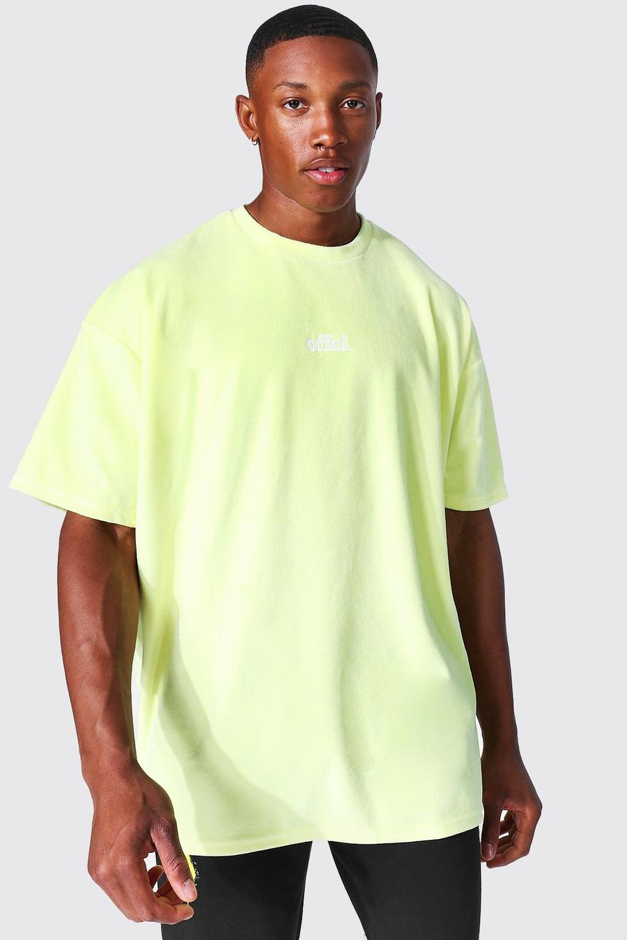 Yellow Oversized Velours Offcl T-Shirt image number 1