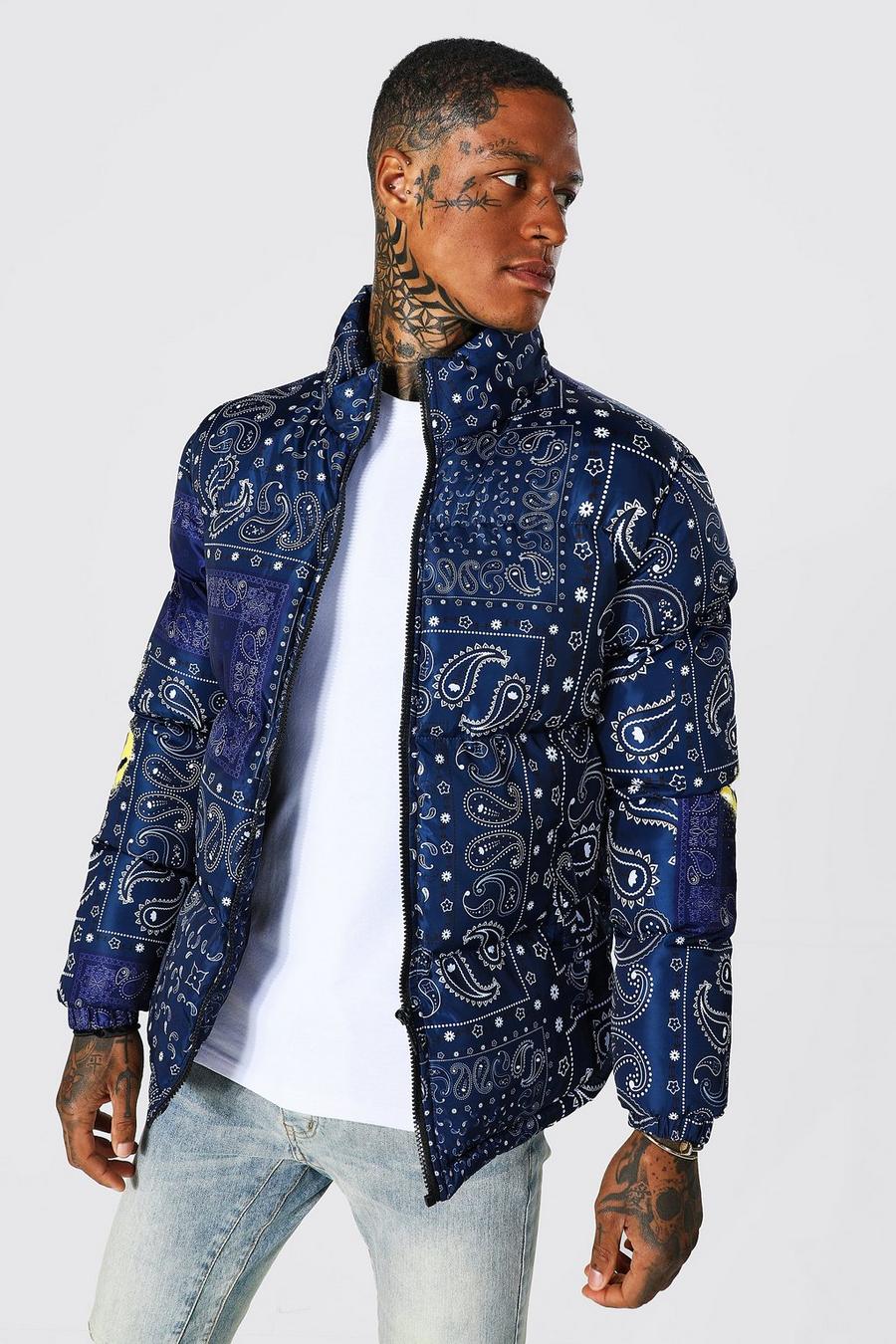 Navy Bandana Puffer With Drip Face Sleeves image number 1