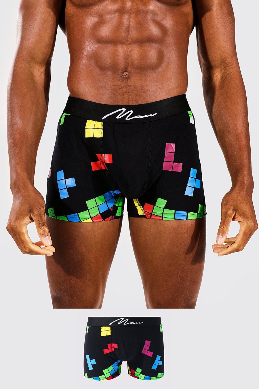 Boxer classici con firma Man e motivi a tema videogame, Multi multicolor