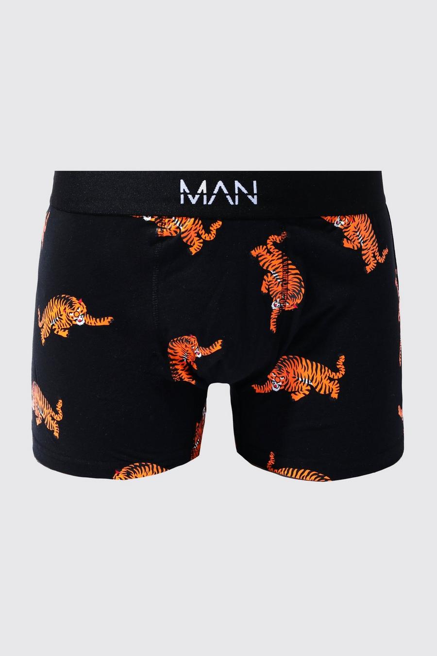 Man-Dash Boxershirts mit Tigerprint, Black noir image number 1
