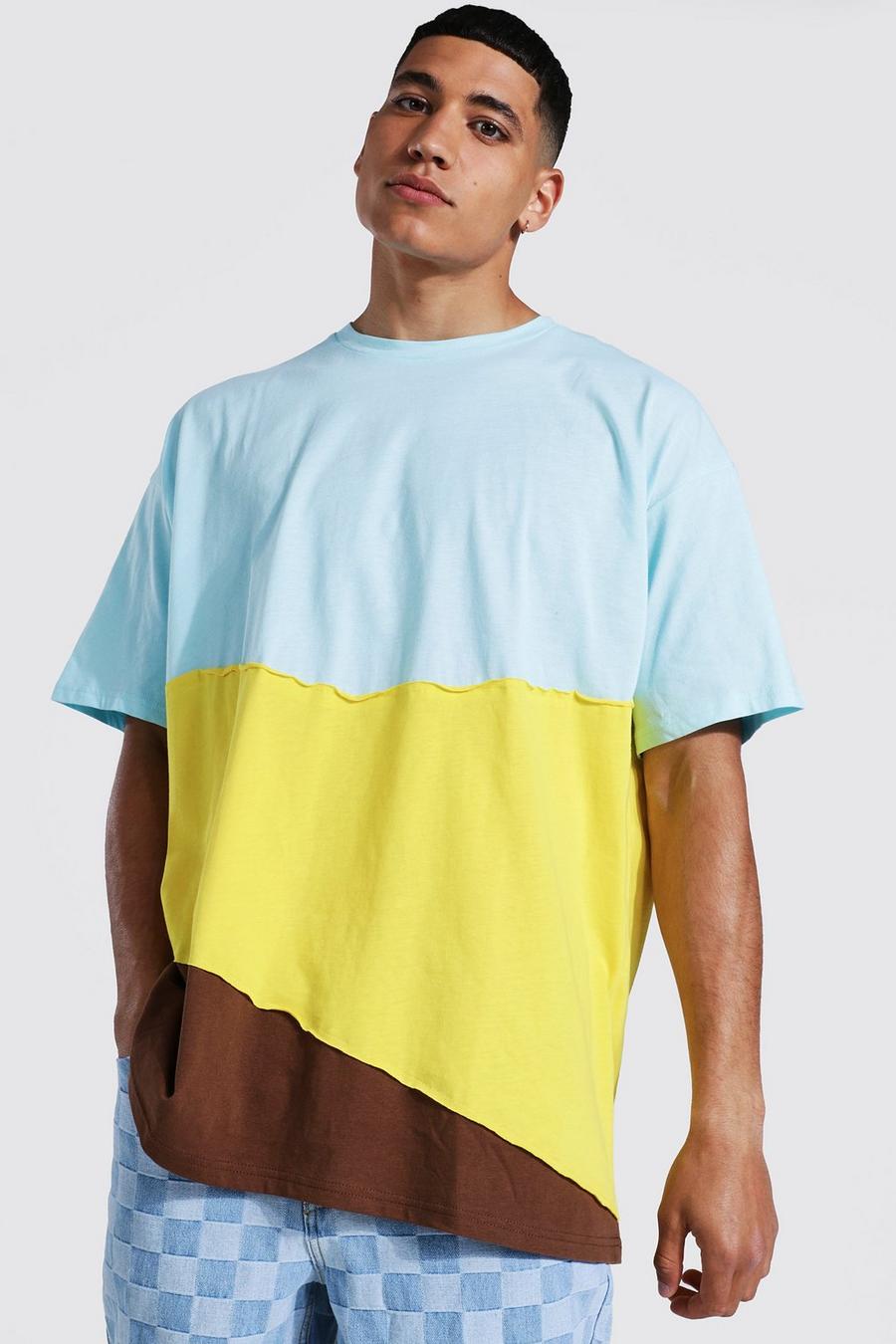 Camiseta oversize con estampado dividido, Light blue image number 1