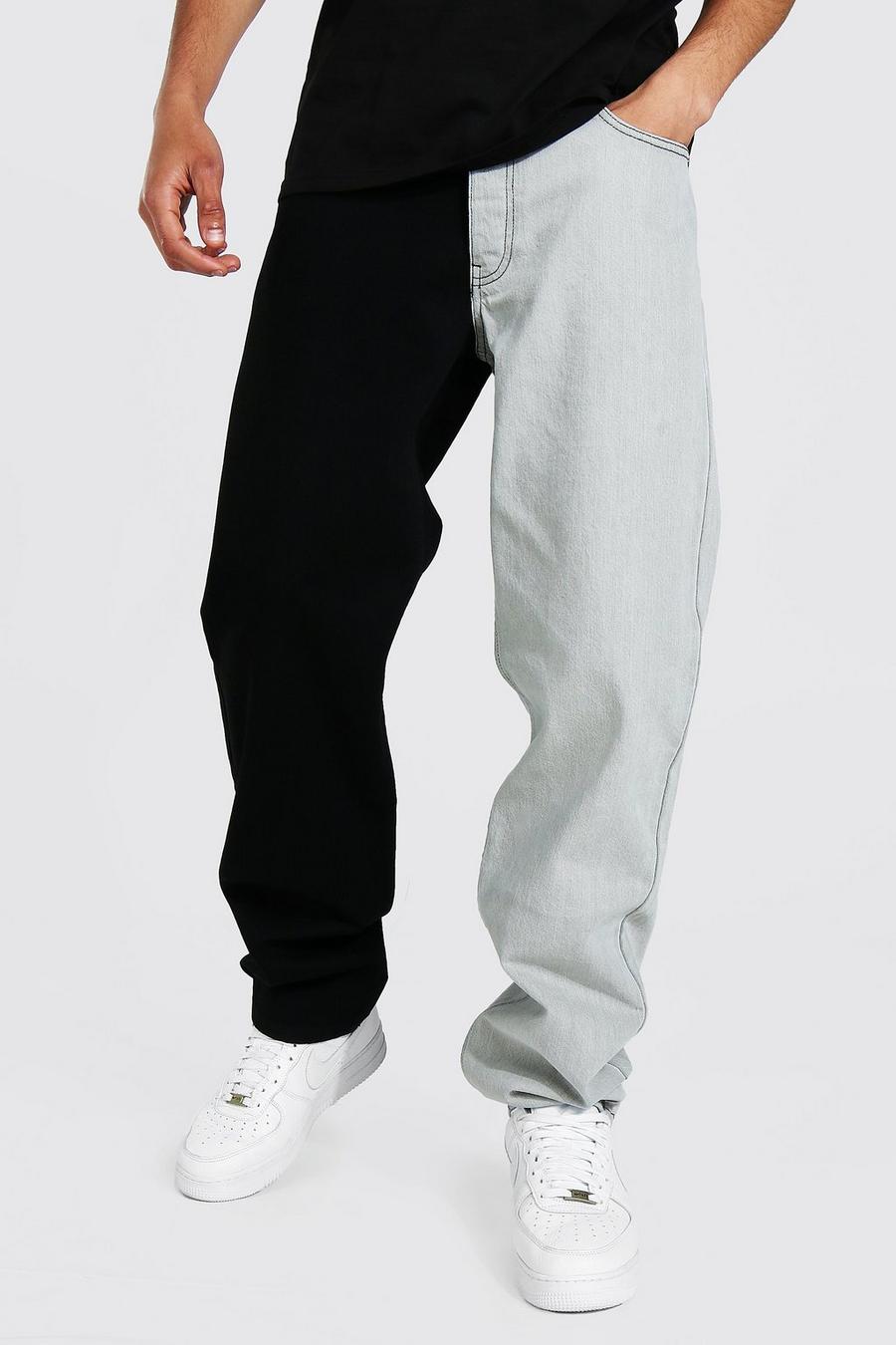 Black svart Tall - Tvåfärgade jeans med ledig passform image number 1