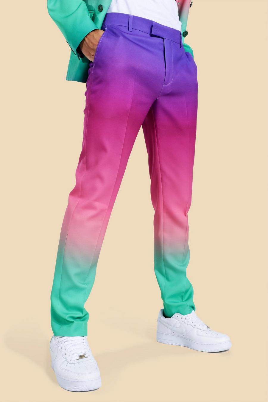 מולטי multi מכנסי חליפה בגזרת סקיני בגווני אומברה image number 1