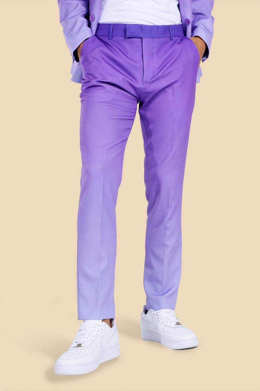 Purple lila Kostymbyxor i skinny fit med ombréeffekt image number 1