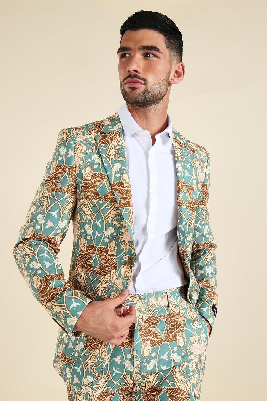 Multi Single Breasted Tapestry Suit Jacket image number 1