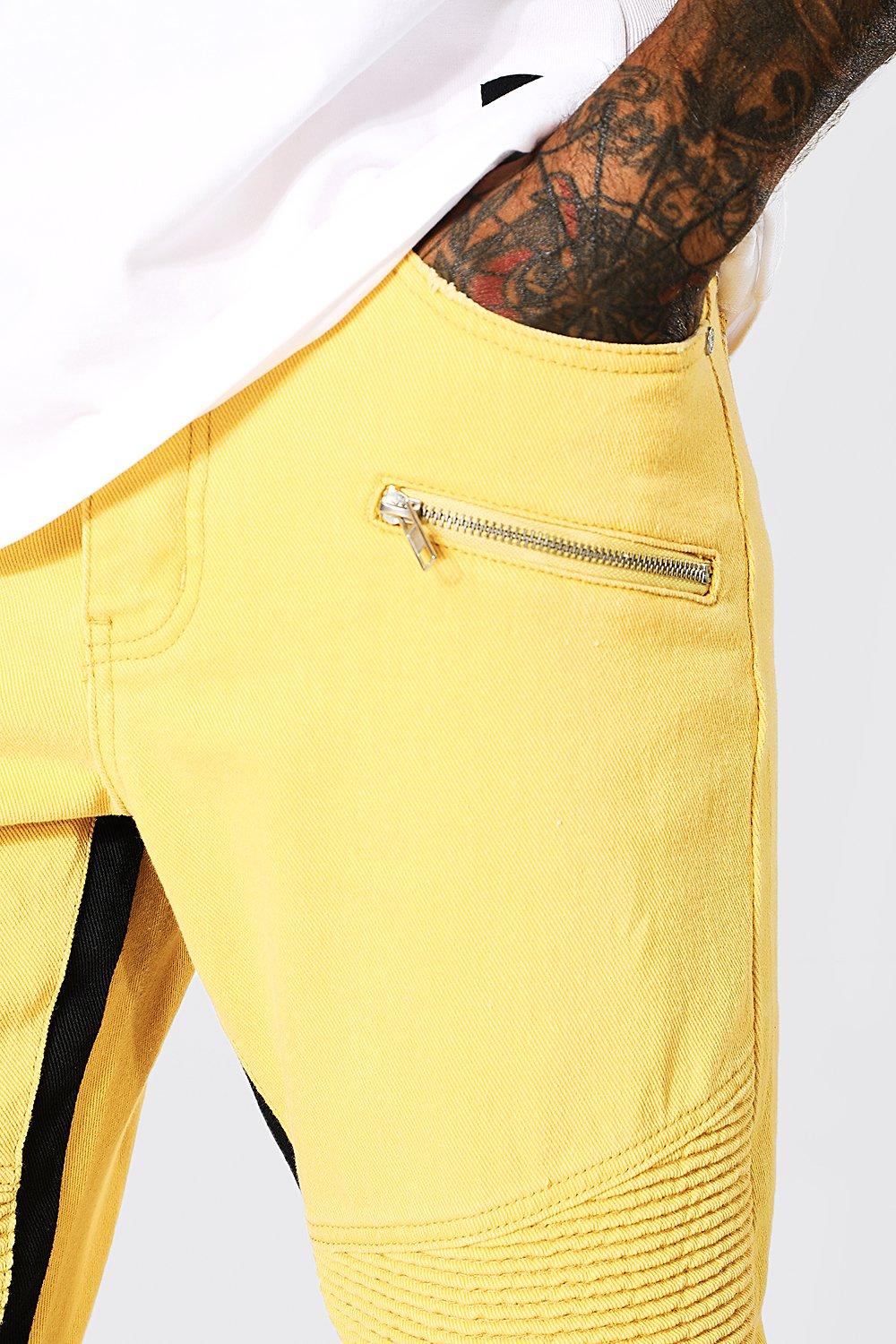 yellow biker jeans