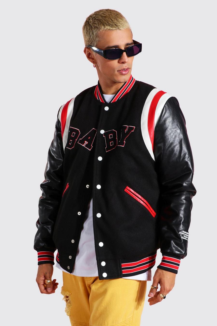 Sports Varsity Jacket, Black negro image number 1