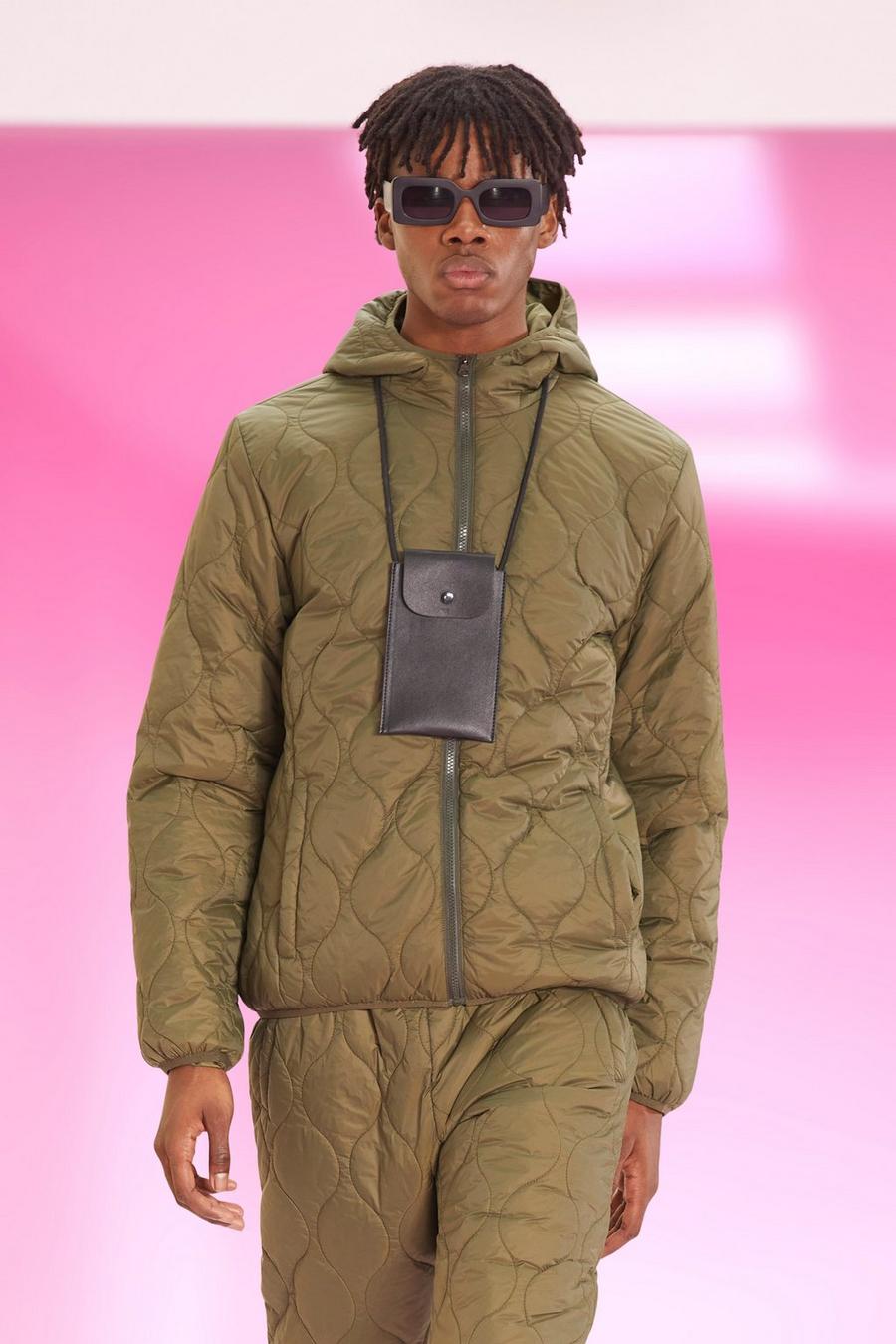 Khaki Onion Quilted Zip Through Jacket image number 1