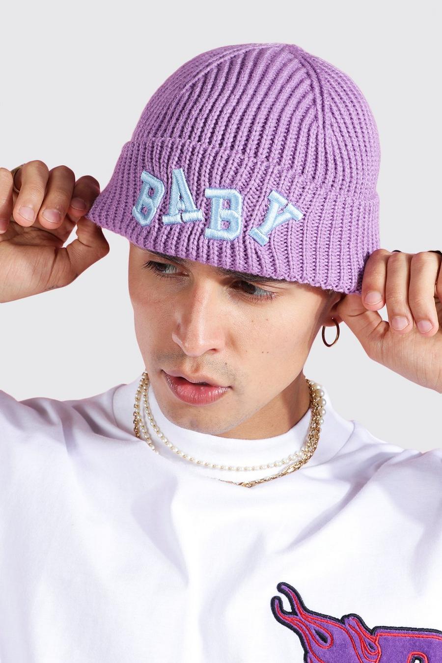 Lilac Embroidered Micro Beanie image number 1