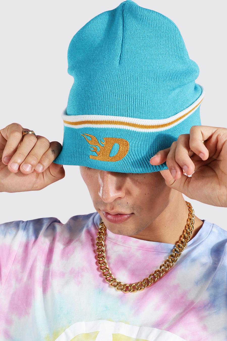 Embroidered Skater Beanie, Teal image number 1