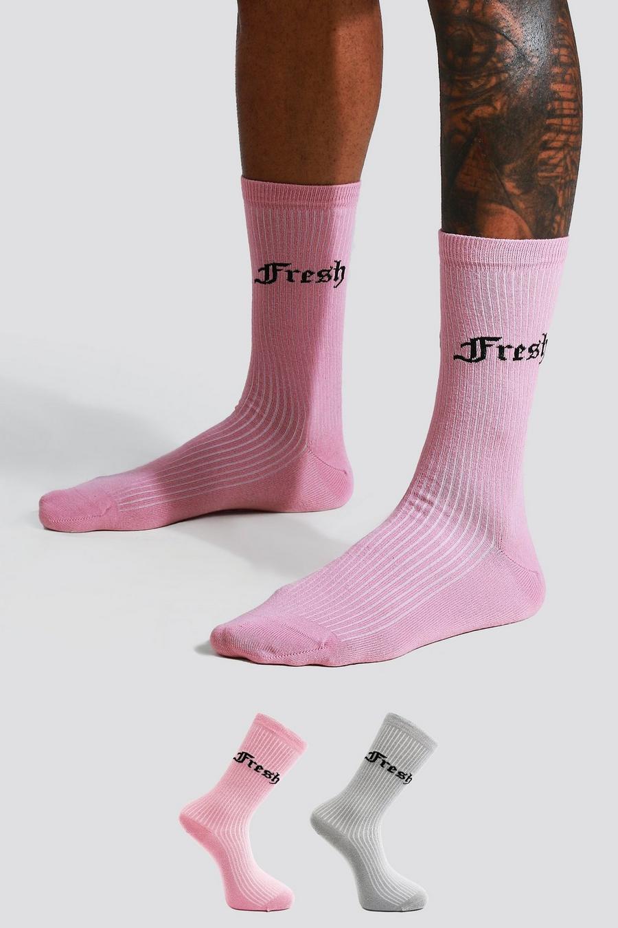 Pack de 2 pares de calcetines con eslogan Fresh, Multi image number 1