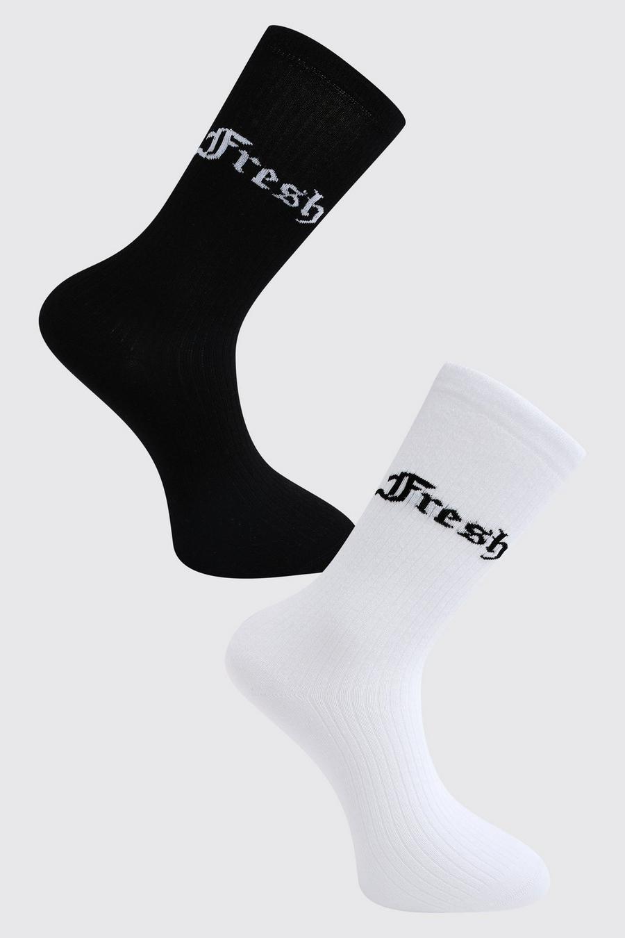 Pack de 2 pares de calcetines con eslogan Fresh, Multi multicolor image number 1
