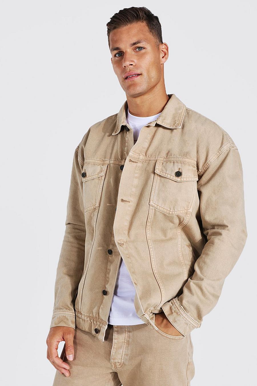 Tan Tall Oversized Denim Jacket image number 1