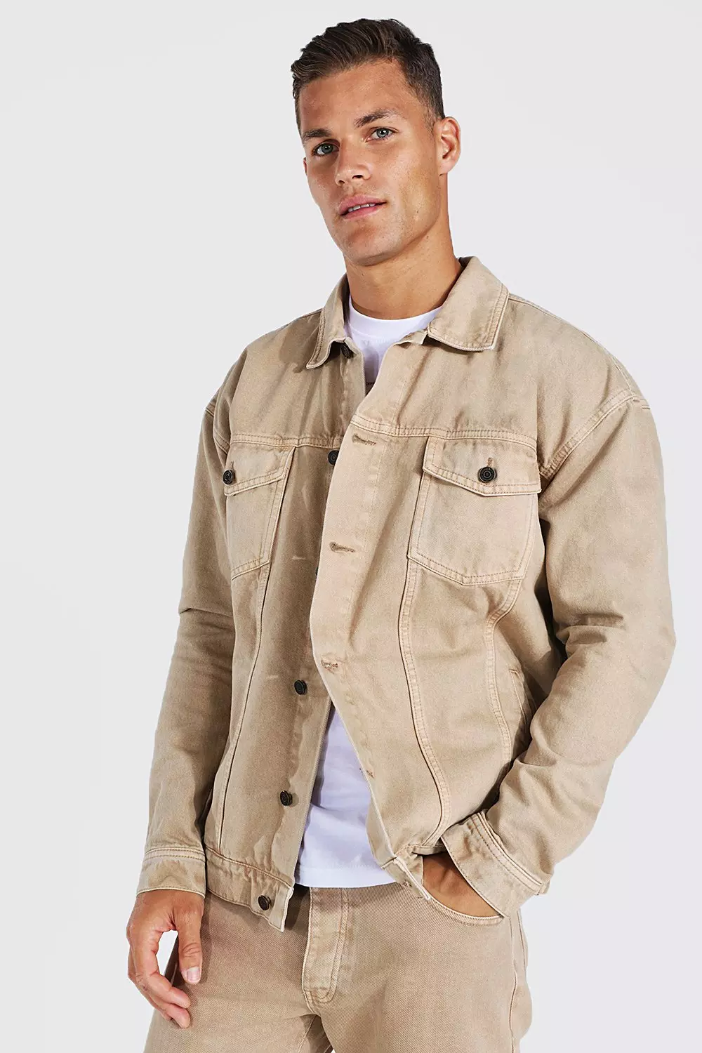 Tan mens denim store jacket