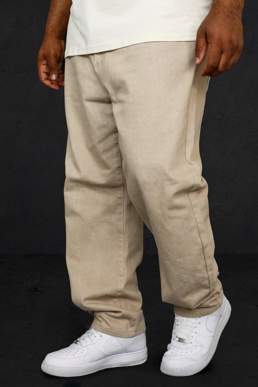 Pantaloni Plus Size con ruches sulla gamba e fermacorde, Stone beige image number 1