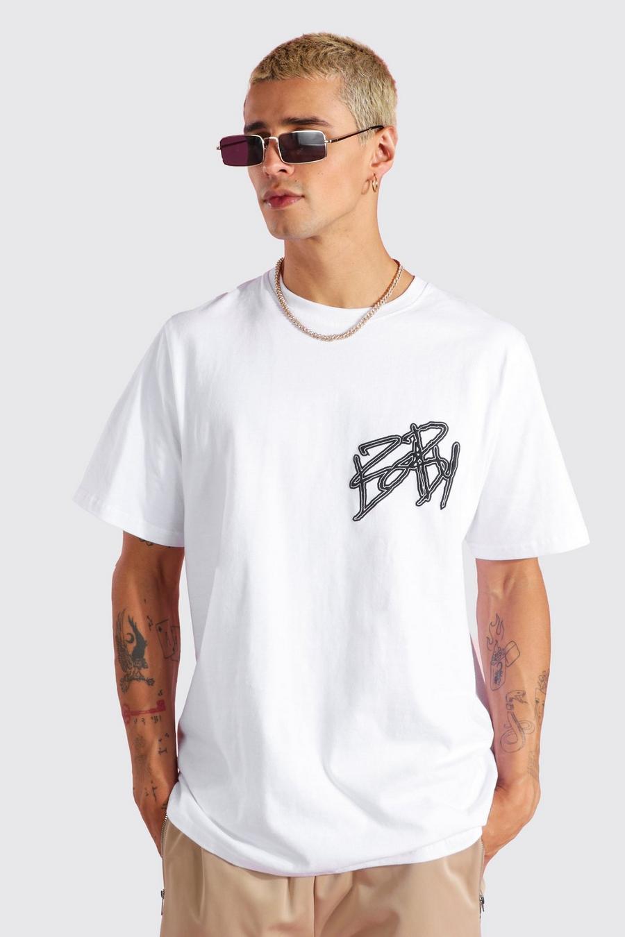 T-Shirt mit Print vorne & hinten, White image number 1