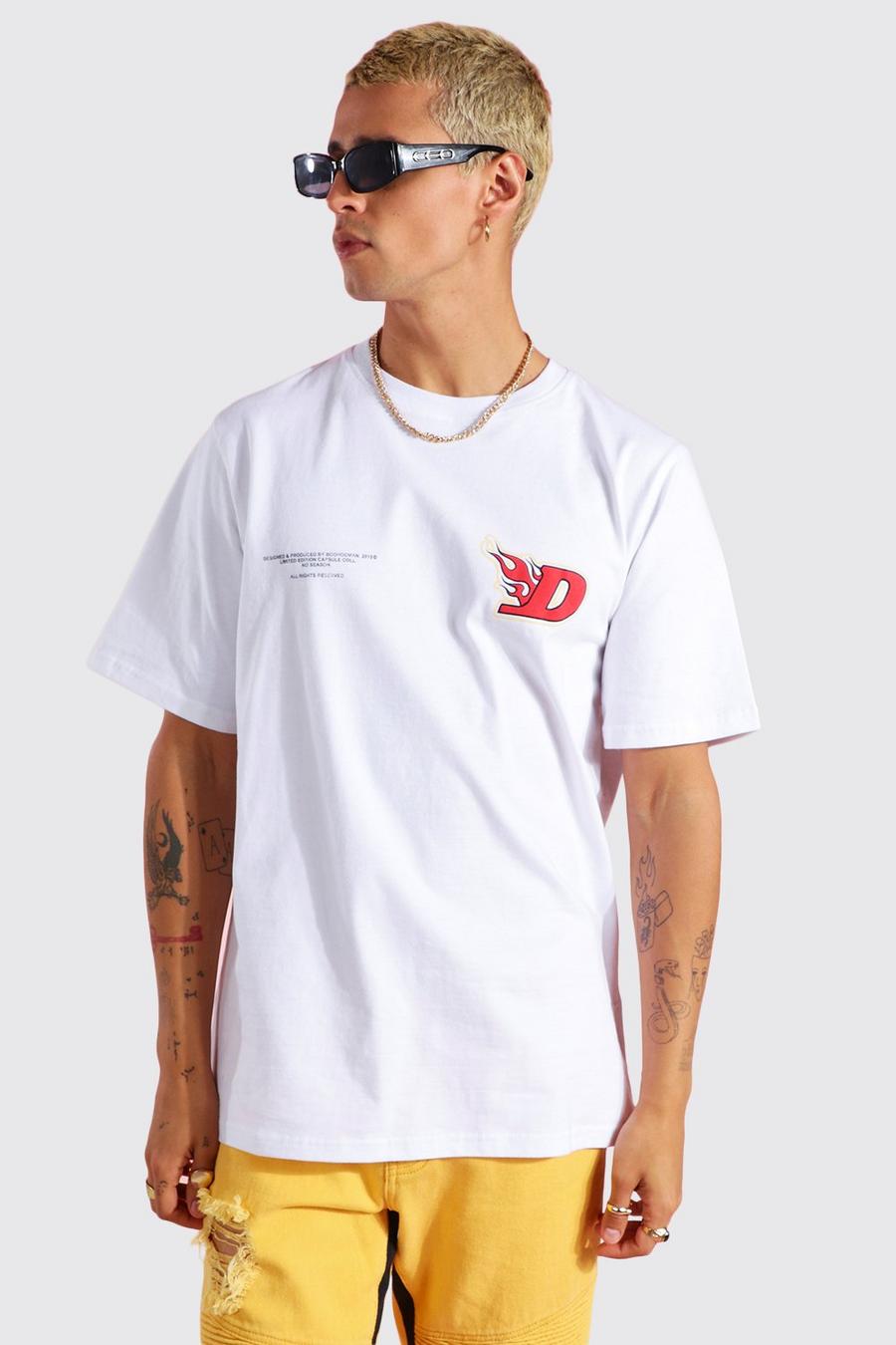Front & Back Print T-Shirt, White bianco image number 1