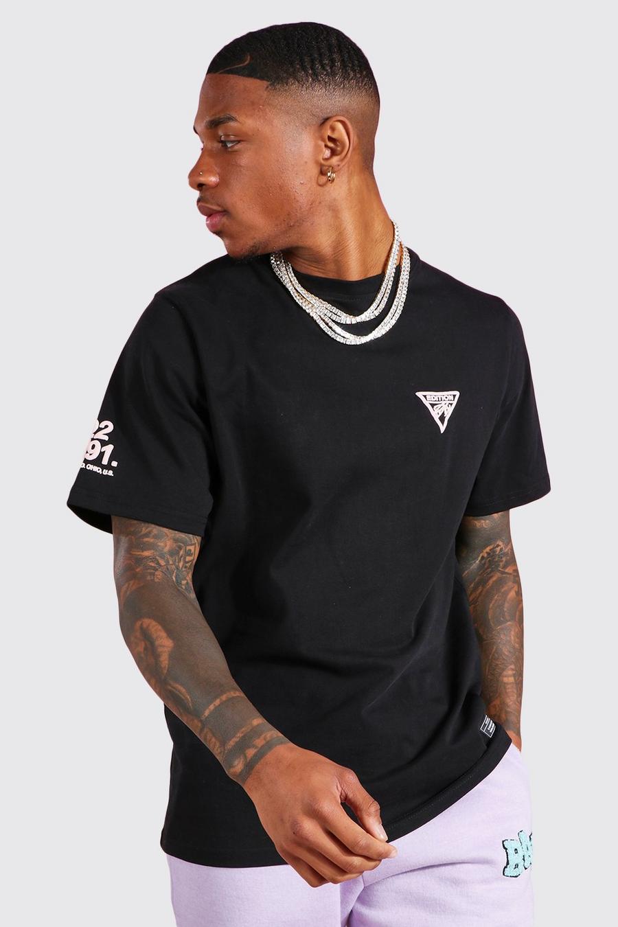 Black svart Worldwide Applique T-Shirt image number 1