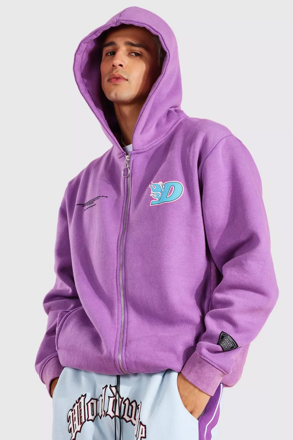 Prettylittlething Mauve Printed Washed Hoodie