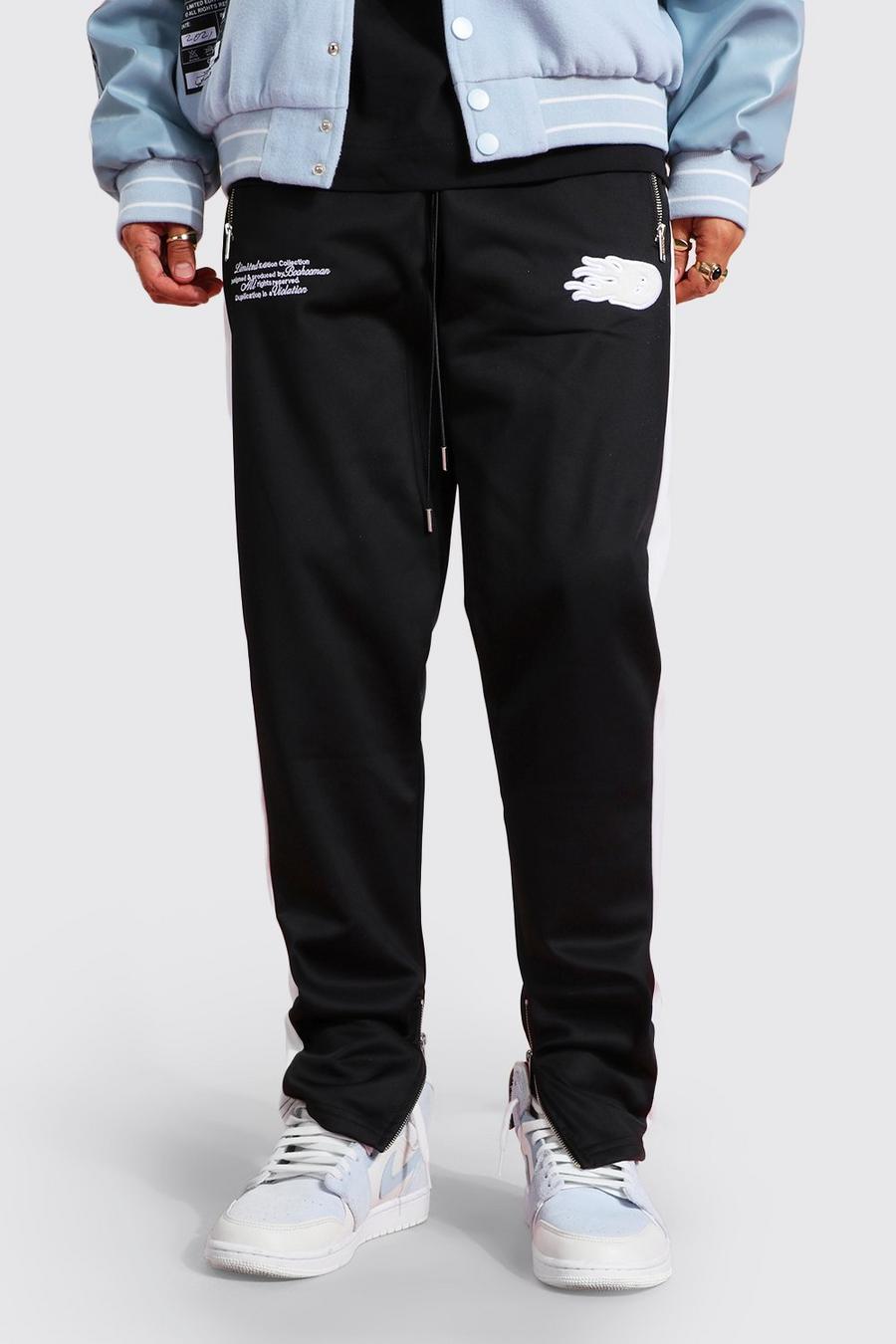 Black Skinny Tricot Jogger With Side Tape image number 1