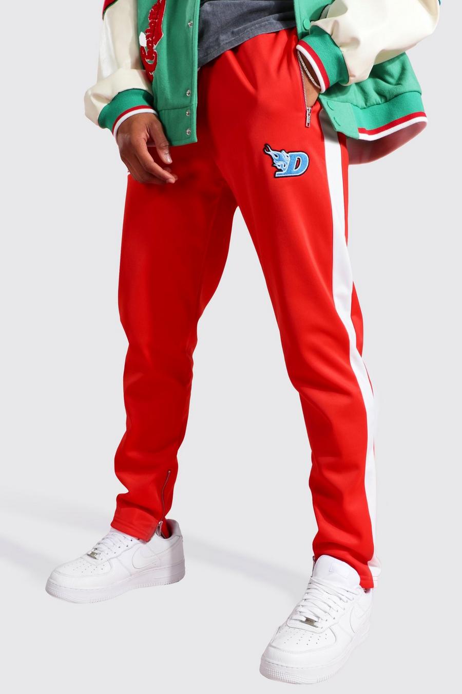Red Skinny Tricot Jogger With Side Tape image number 1