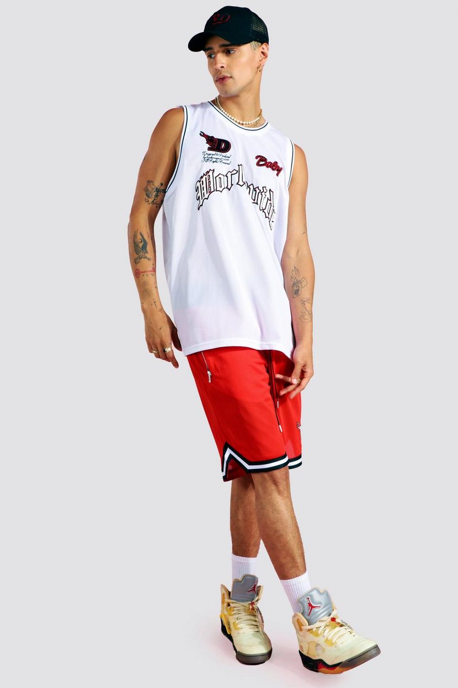 Hi-Lo Tanktop und Basketball-Shorts, Red image number 1